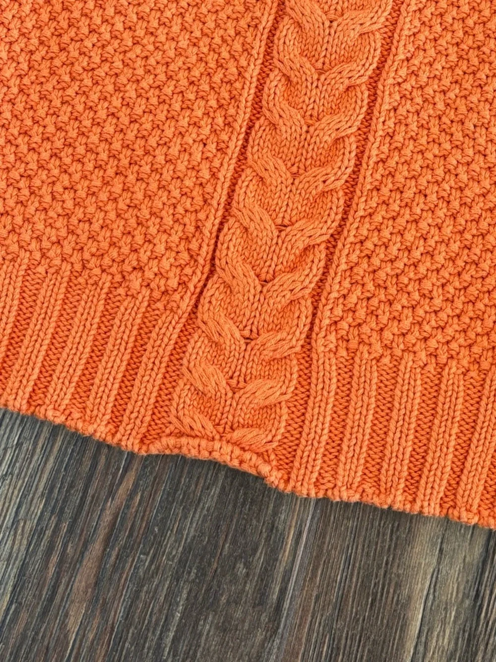 DKNY Cable-Knit Baby Sweater 18-24 Mos Orange Mock Neck Pullover Chunky Preppy